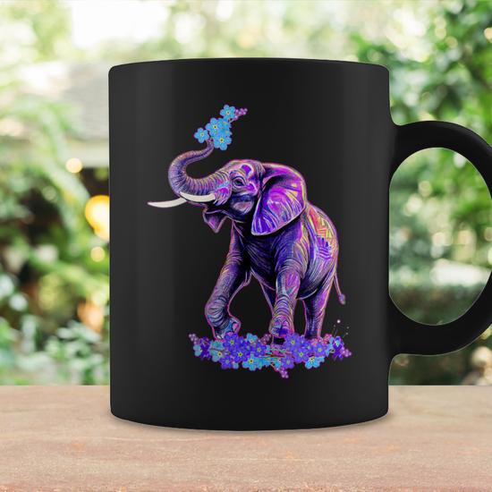 Forget Me Not Elephant Trunk Up Alzheimer's Awareness Coffee Mug - Thegiftio