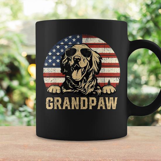 Grandpaw American Flag Golden Grandpa Dog Lover Coffee Mug Monsterry