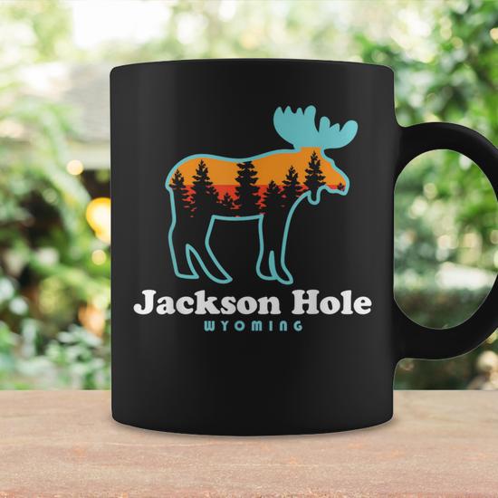Jackson Hole Wyoming Moose Mountains Grand Tetons Coffee Mug - Monsterry
