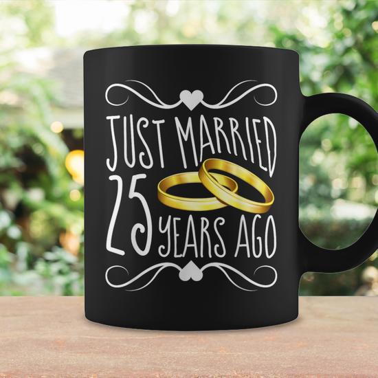 Just Married 25 Years Ago 25Th Anniversary Coffee Mug - Monsterry