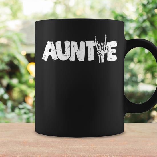 For New Auntie Announcement Cool Auntie Aunt Skeleton Hand Coffee Mug -  Monsterry