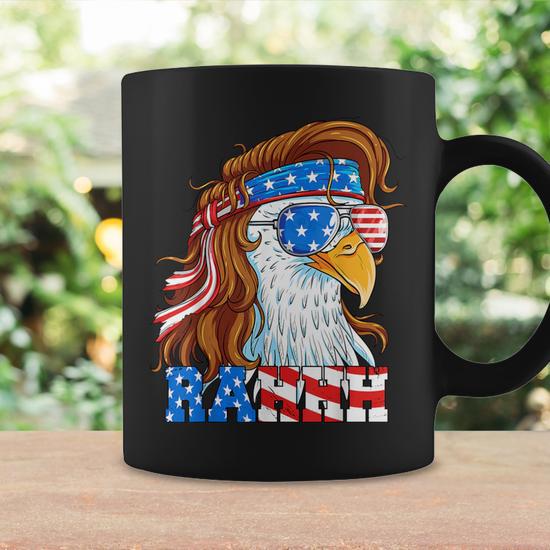 Rahhh Eagle 4Th Of July Mullet American Flag Usa Meme Coffee Mug - Seseable
