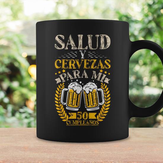 Taza Divertida De 50 Cumpleaños Samunshi Con Texto En Alemán '50 Años', 300 Ml, Cerámica Negra Con Asa Negra, Apta Microondas Y Lavavajillas, Regalo Para Hombre Y Mujer
