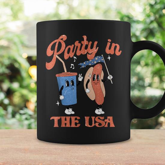 Vintage Party In Usa The 4Th Of July Hot Dog Coffee Mug - Monsterry