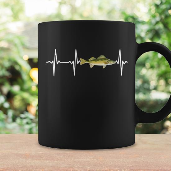Walleye Heartbeat For Freshwater Fish Fishing Lovers Coffee Mug