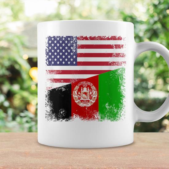 Half Afghan Flag Vintage Afghanistan Usa Coffee Mug - Monsterry DE