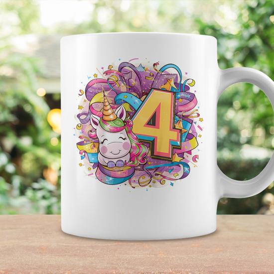 Ninos Regalo De Cumpleanos Magico De Unicornio Para Ninos Personalizado 4 Anos Taza de cafe Regaloses