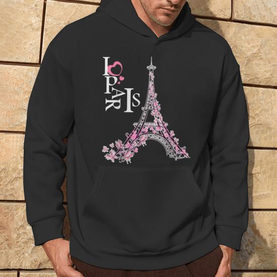 Sudadera Con Capucha "I Love Paris" - Algodón, Diseño Torre Eiffel, Para Amantes De Francia Y Viajes