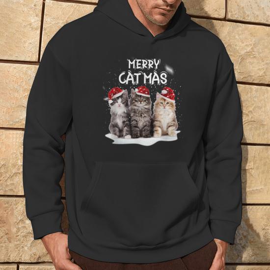 Sweat à Capuche Noël Humour Chats Noirs - Design Arbre De Noël Chat - Cadeau Drôle Pour Hommes, Femmes - 9