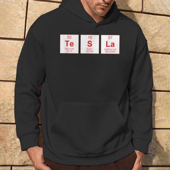 Sweat à Capuche Periodic Table Tesla - Style Geek Chimie Électricité - Cadeau Original Pour Scientifique, 241g