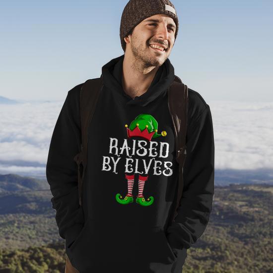 Raised By Elves Matching Family Group Christmas Elf Hoodie Monsterry DE