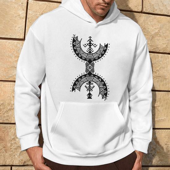 Sweat à Capuche Amazigh Berbère Avec Motif Yaz Et Tifinagh - Symbole Kabyle, Cadeau Fierté Culturelle