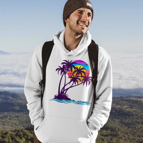 Palm Tree Retro Style Tropical Beach 60S 70S 90S Vintage Hoodie