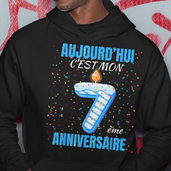 Sweat à Capuche Garçon Avec Imprimé N°7 - Unisexe Décontracté - Tailles Enfant De 3-4 Ans à 12-13 Ans - Cadeau Anniversaire