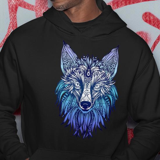 Arctic Fox Antarctica Ornaments Animal Fox Tribal Face Hoodie Monsterry