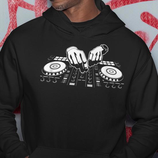 Sweat à Capuche Cadeau Pour DJ – Turntable Disque Vinyle – Idéal Pour Disc Jockey, Fan De Musique Électro, Techno, House, EDM – Cadeau Anniversaire Noël Fête Des Pères
