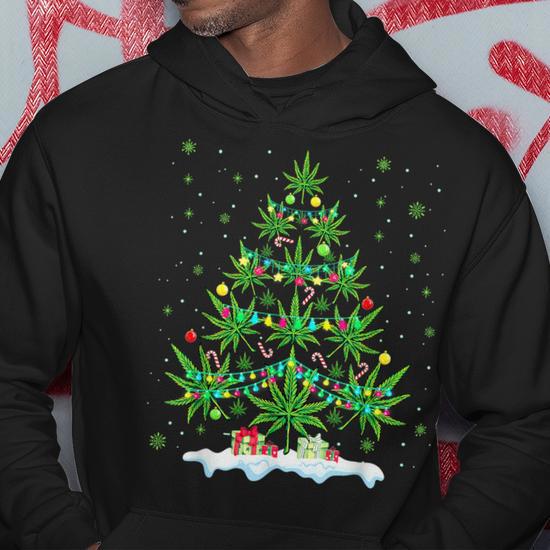 Funny Christmas Marijuana Hoodie, Holiday Party Clothes (Jolliness Provided By hot Cannabis)