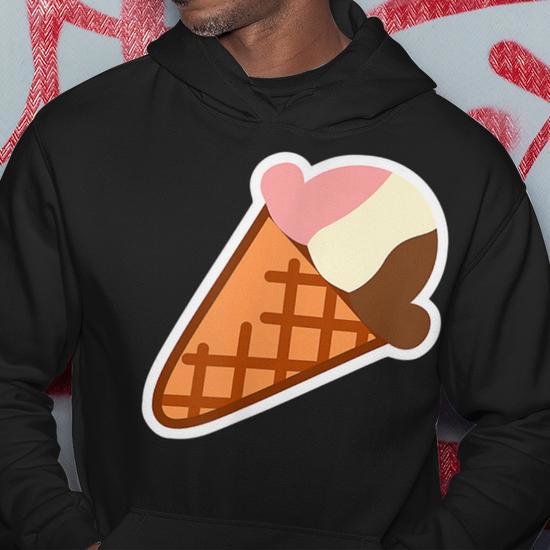 Chocolate Strawberry Vanilla Neapolitan Dessert Ice Cream Hoodie Monsterry