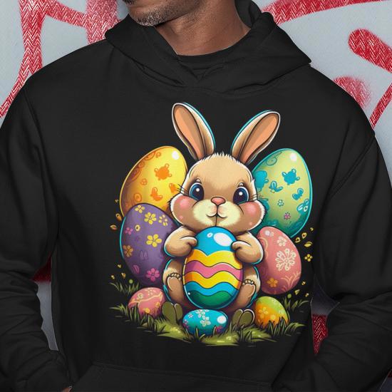 Cute Bunny Rabbit Happy Easter Egg Hoodie Seseable UK