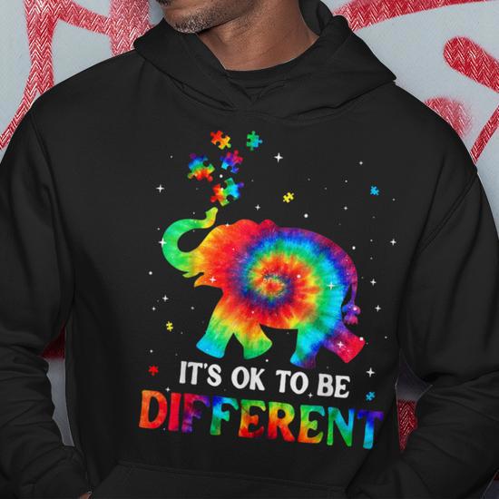 Elephant Tie Dye It S Ok To Be Different Autism Awareness Hoodie Seseable CA