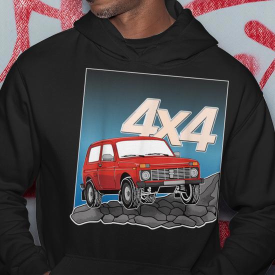 Sweat à Capuche Lada Niva 4x4 - Hommage Au Véhicule Tout-Terrain Russe, Coupe Classique, 241 G