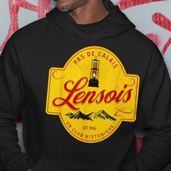 Sweat à Capuche Lens « Lensois Un Club Historique » – Cadeau Fan De Foot RC Lens – Homme, Femme, Enfant