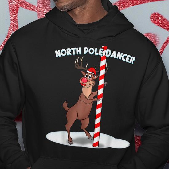 North Pole Dancer Christmas Reindeer Hoodie Monsterry