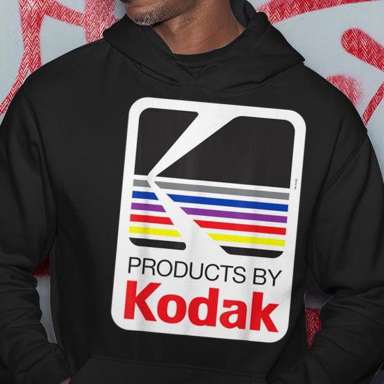 Sweat à Capuche Kodak Vintage Années 80 - Logo Officiel, Blanc - Coupe Classique, Col Tissé