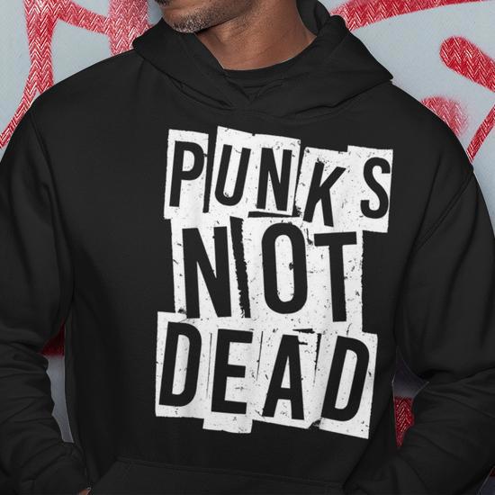 Sweat à Capuche "Punk's Not Dead" - Vintage Punk Rock, Drapeau UK London