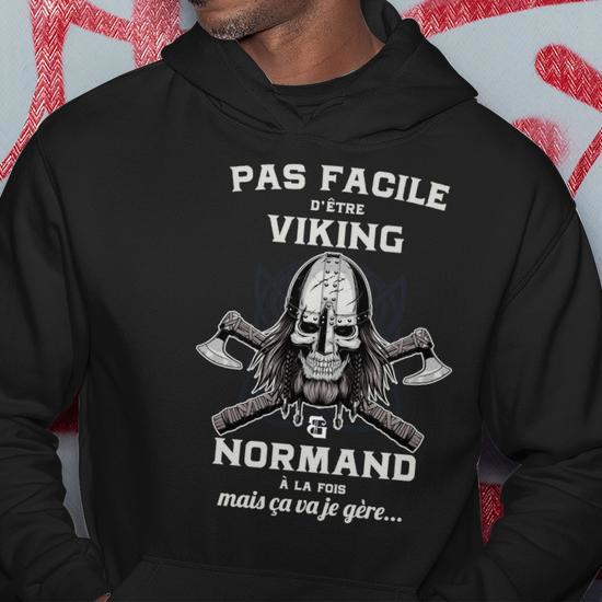 Sweat à Capuche Viking Homme - Motif Tête De Mort, Barbe Et Haches, Style Nordique Dark