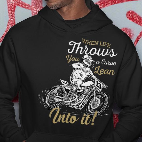 Hippowarehouse When Life Throws You A Curve Lean Into It Motorbike Unisex Hoodie Hooded Top Specific Size Guide In Description - View #2