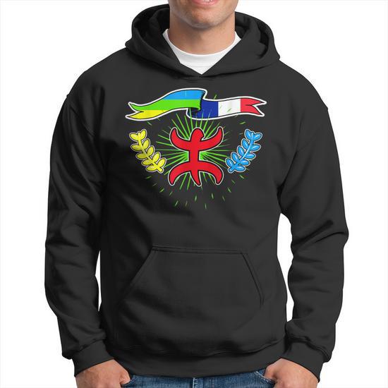 Sweat à Capuche Drapeau Circassien Adyghe - Motif Trois Flèches Et Douze étoiles - 241 G - Coupe Classique - Pour événements Culturels - 7