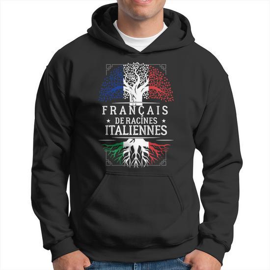 Sweat à Capuche Italie France - Mix Racines Italiennes, Coupe Classique