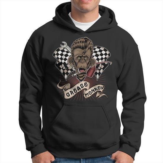 Grease Monkey Rockabilly Style Mechanic Hoodie Monsterry