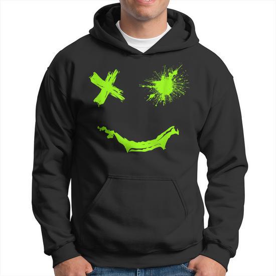 Green Grunge Smile Green Color Graphic Hoodie Thegiftio UK