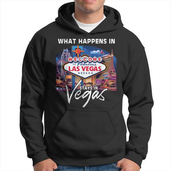 Felpa Con Cappuccio Unisex Las Vegas Bling Nevada - Pullover Hoody Nero CulturesFinest - Foto 2