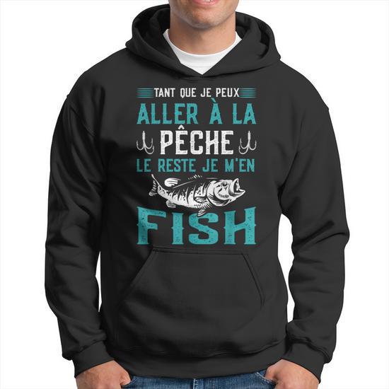 Sweat à Capuche Humour Pêcheur "Poisson Pêche" - Coupe Classique 241g, Parfait Pour Les Pêcheurs Et Les Blagueurs