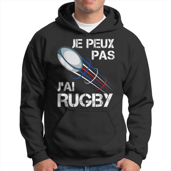 Sweat à Capuche "Je Peux Pas J'ai Rugby" - Cadeau Humoristique Pour Joueur Ou Supporter