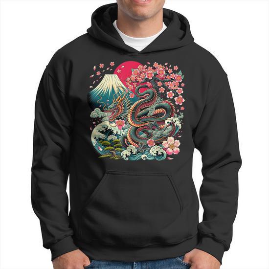 Tokyo Dragon Japanese Asian 80 S Japan Dragon Retro Vintage Hoodie Monsterry