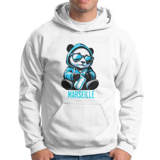 Sweat Om Sweat à Capuche C'est Pas La Capitale C'est Marseille - Fan De L'OM Et De Marseille - Unisexe Sweat Marseille Humour