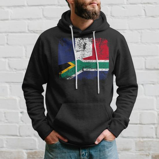 Sweat Afrique Du Sud France - Drapeau De L'amitié, Coupe Classique, Col Tissé, 241g