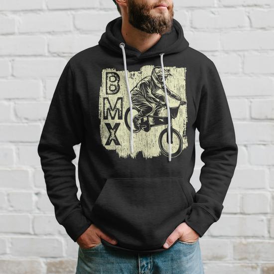 Sweat à Capuche BMX Rider - Design Rétro Vintage Pour Passionnés De Vélo Freestyle Et De Cascades - Cadeau Idéal Pour Noël Ou Anniversaire - Coupe Classique 241g