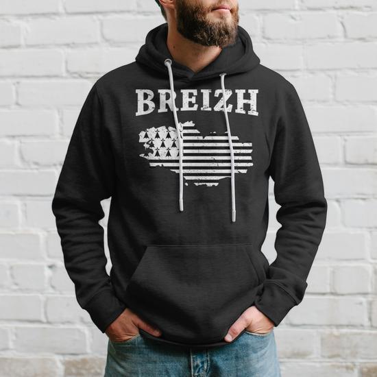 Sweat à Capuche Vintage Breton "Breizh" - Cadeau Fierté Bretagne Pour Homme Et Femme - 9