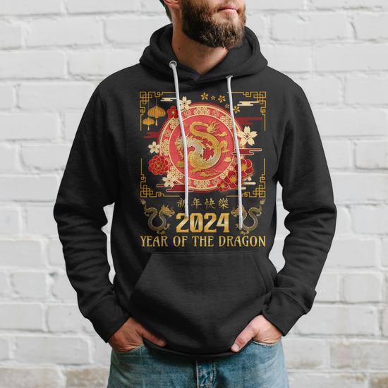 New Year Hoodie Sweatshirt With Dragon