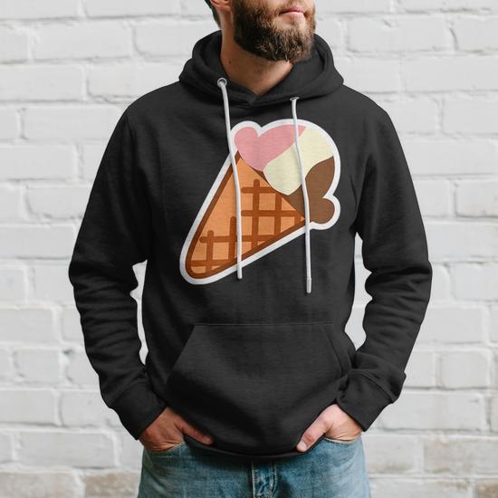 Chocolate Strawberry Vanilla Neapolitan Dessert Ice Cream Hoodie Monsterry