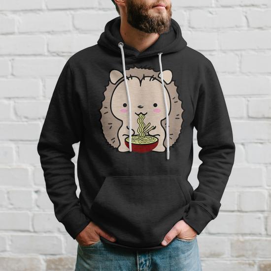 Hedgehog Eating Ramen Noodle Soup Cute Hoodie Monsterry