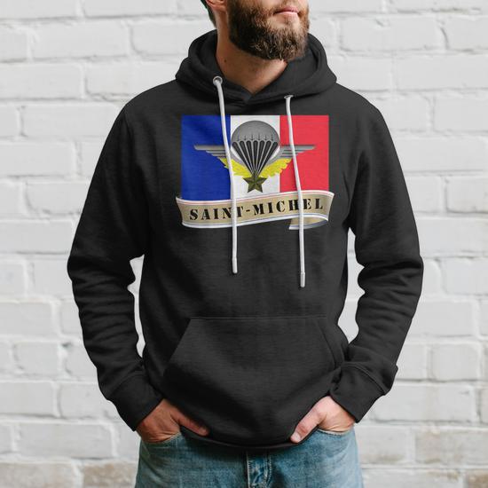 Sweat à Capuche Militaire Saint-Michel Parachutiste - Cadeau Pour Armée Française, Vétérans, Paras