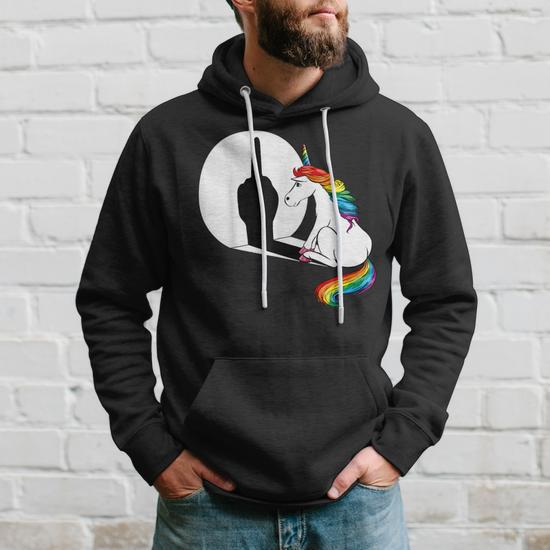 Sweat à Capuche « Licorne Fuck Off » – Design Humoristique Avec Doigt D'Honneur, Coupe Classique