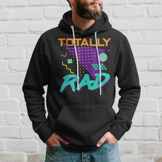 Totally Rad 1980S Vintage Eighties Costume Party Hoodie Monsterry