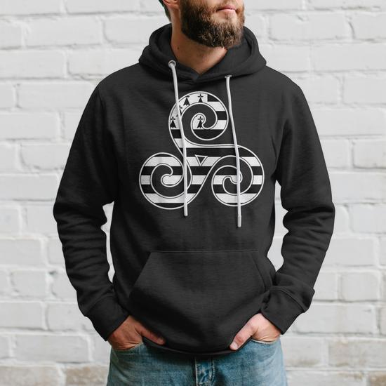 Sweat à Capuche Breton Avec Triskèle Et Drapeau Gwenn Ha Du - Hommage à La Bretagne - Coupe Classique, 241 G - 10